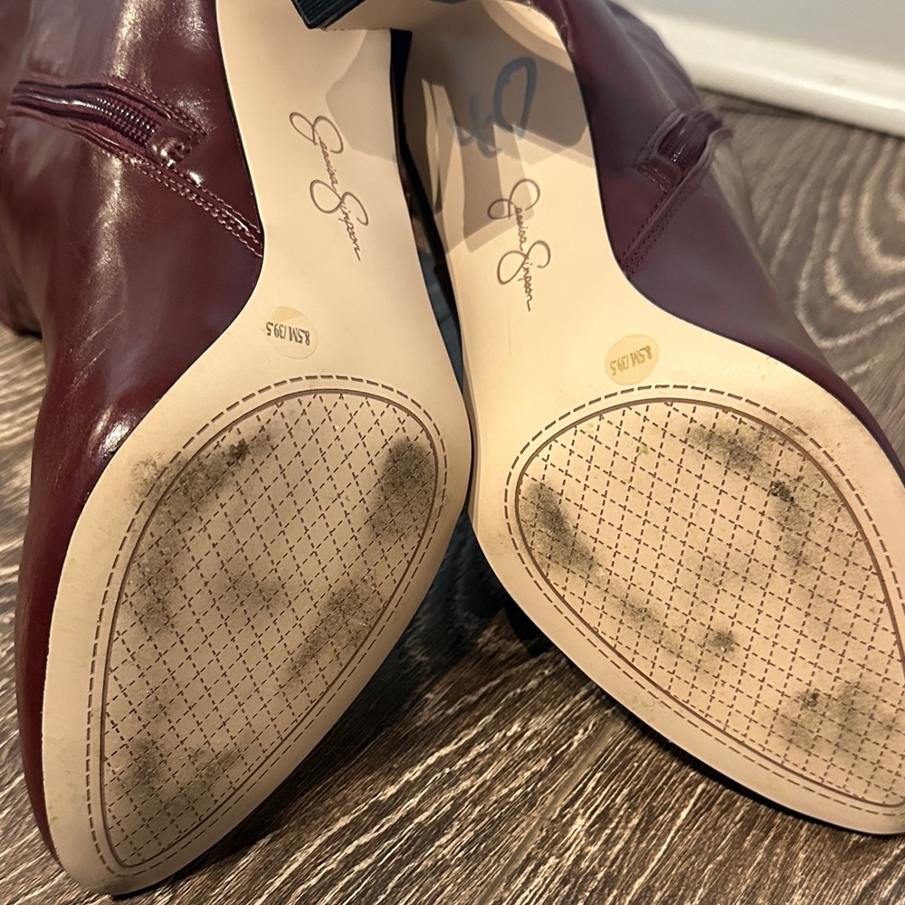 New Jessica Simpson Burgundy Heeled Boots - Picture 3 of 3